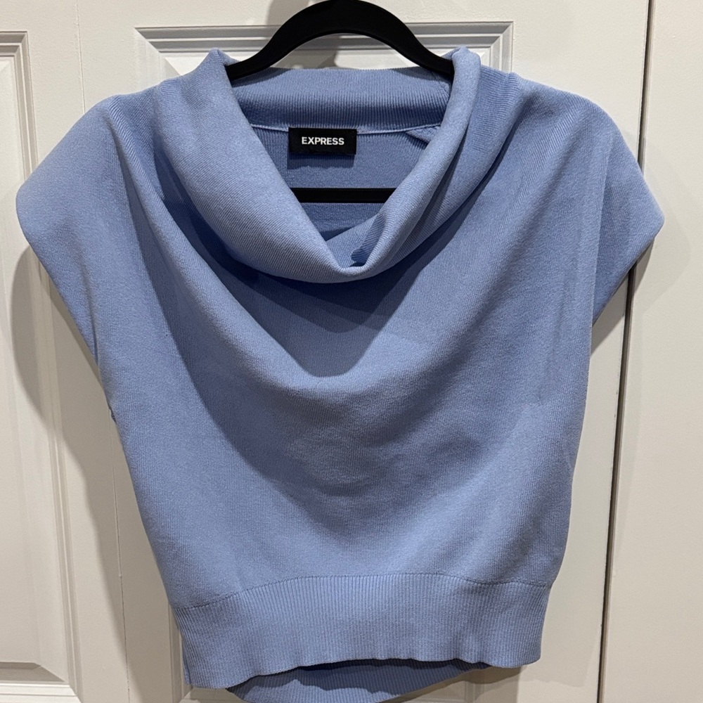 Express Women's Light Blue Cowl Neck Sweater